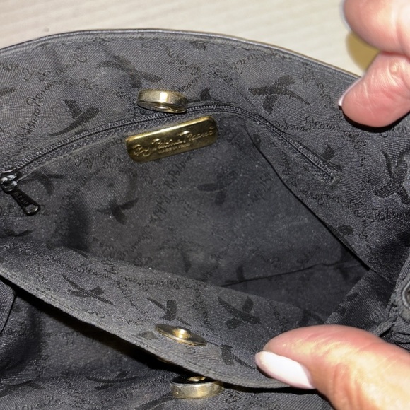 PALOMA PICASSO BLACK LEATHER SHOULDER BAG GOLD TONE X LOGO IN FRONT GORGEOUS - Picture 8 of 11